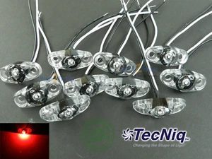 10 - TecNiq Clear/ Red LED light Clearance Marker Trailer Truck Surface 2 wire - Picture 1 of 1