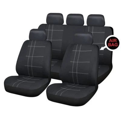 UKB4C Black Full Set Front & Rear Car Seat Covers for Citroen C3 Picasso 09-On - Image 1 of 2