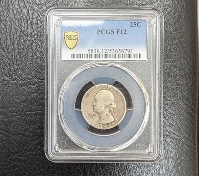 1948 P Washington Quarter Ginuwine Silver Certified PCGS F12 - Image 1 of 4