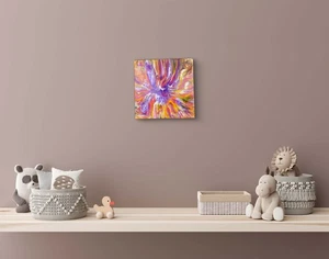 Titled Candy Bloom Fun Abstract Acrylic Art Painting on Canvas 8" X 8" - Picture 1 of 2