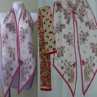 Bufandas florales vintage OSCAR DE LA RENTA hechas en Japón 100 % seda mariposas florales Foto 1 de 4