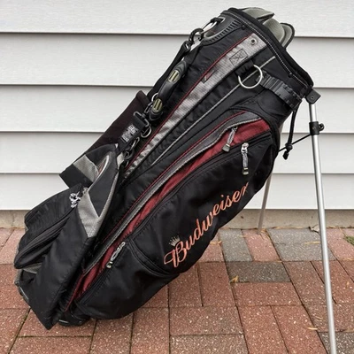 Bolsa de golf Budweiser Datrek con soporte divisores de 13 vías negro rojo correas Izzo Foto 1 de 4