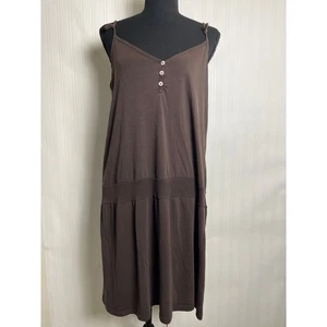 Abito donna Old Navy in camicia slip vita bassa taglia large marrone Y2K nostalgia  - Foto 1 di 13