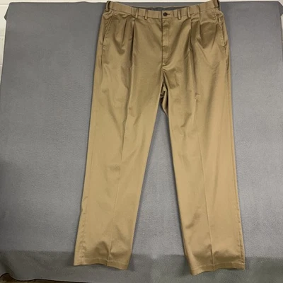 Pantalones Haggar Para Hombre 46x36 (Se Adapta a 45x34) Caqui Marrón Clásico Premium Sin Sarga de Hierro Foto 1 de 4