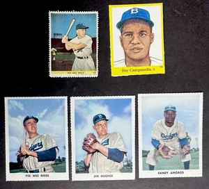 1955 Brooklyn Dodgers goldene Briefmarken Lot 4 Pee Wee Reese Sandy Amoros Campanella - Bild 1 von 2