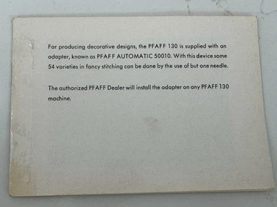 Original PFAFF Automatic 50010 Attachment Instructions for Model 130 - Image 1 of 4