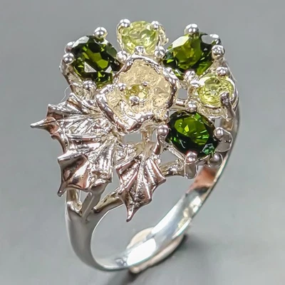 Handmade Natural Chrome Diopside Ring 925 Sterling Silver Size 9.25 /R443781 - Image 1 of 4