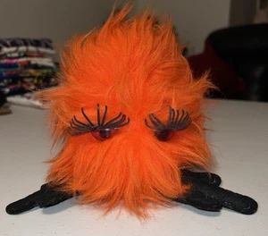 I'M SLURP Plush Orange Furry Monster Purple Eyes Eyelashes 1960s (RARE) - Picture 1 of 6