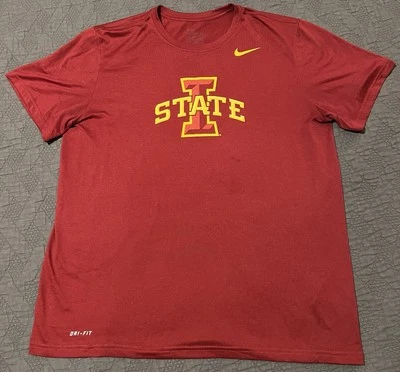 🟥🟨🟥 IOWA STATE CYCLONES NIKE DRI-FIT SHORT SLEEVE T SHIRT TEAM ISSUE MEN’S XL - Image 1 of 4
