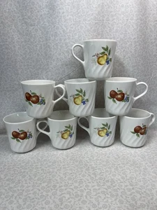 Corelle Coordinates Fruit Chutney Swirl Coffee Mugs. Set Of 8 EUC - Picture 1 of 3