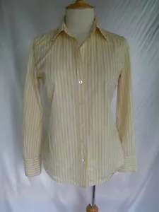 J CREW manga larga botón superior ajuste delgado - talla M amarillo suave a rayas ajustado - Imagen 1 de 5