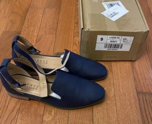 JOURNEE COLLECTION womens Loreta sandals shoe size 9 M navy faux leather NEW - Picture 1 of 5