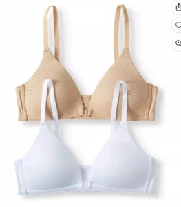 NWT Maidenform Girl Sweet Nothings 30A beige white t-shirt 2pk Bra Girl’s - Picture 1 of 5