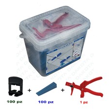Kit Livellatori per piastrelle, distanziatori 2 mm 100 tiranti+100 cunei+ pinza