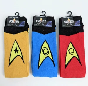 3 Pair Star Trek Uniform Crew Socks, Star Trek Socks - Imagen 1 de 4
