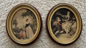 2 Vtg Mid Century Miniature Famous Paintings Prints Made In Italy 6.25X7.25”