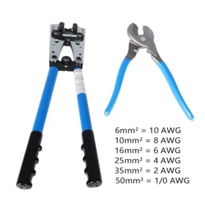 Battery Cable Lug Crimping Tool Wire Crimper For 10-0AWG with Cable Cutter - Picture 1 of 7