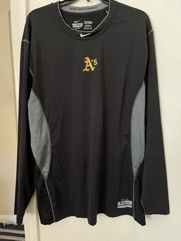 Oakland Athletics A’s Nike Pro Authentic Collection Long Sleeve Shirt Mens XXL 4 Cover