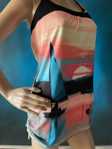 Sweaty Betty Muscle Back Sleeveless Boat Scene Top Size L - Picture 1 of 12