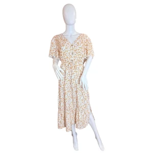 Abito Shein 2XL senape Ditsy floreale prateria chic maniche svolazzanti gonna a strati - Foto 1 di 14