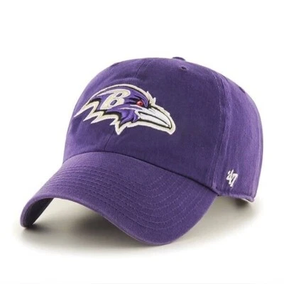 BALTIMORE RAVENS NFL '47 BRAND CLEAN UP STRAPBACK ADJUSTABLE PURPLE HAT CAP - Image 1 of 2
