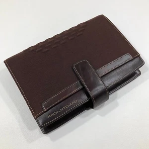 PIQUADRO ONE Italian Leather/Tech Fabric Agenda Organizer Planner Cover Brown - Picture 1 of 22