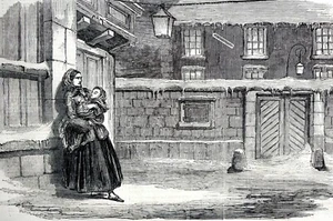 Adelphi Theater 1855 SCENE from JANET PRIDE Mother and Child Matted Art Print - Picture 1 of 10
