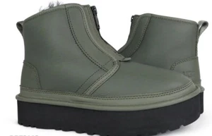 UGG Neumel Platform Zip Ultra Matte Seaweed Fur Boots Womens Size 10 -NEW- - Picture 1 of 2