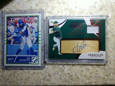 2020 Panini Immaculate AJ Puk “Debut Moments” Relic auto /49 & Bo Bichette RC - Image 1 of 3