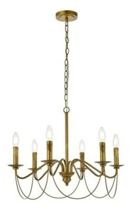 Chandelier Brass Color Farmhouse Living Dining Room Kitchen Island Bedroom Light - Picture 1 of 7