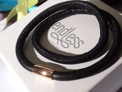 Endlosschmuck 38 cm schwarz Armband Doppelstrang Rosenverschluss UVP 50£ - Bild 1 von 4