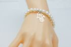 Freshwater Pearl  And Sterling Silver Hamsa Hand Charm Bracelet. All Sizes Gift