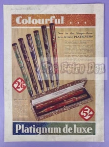 Plumas Estilográficas Platignum de Luxe Originales 1930 Página Completa Revista Anuncio - Imagen 1 de 3