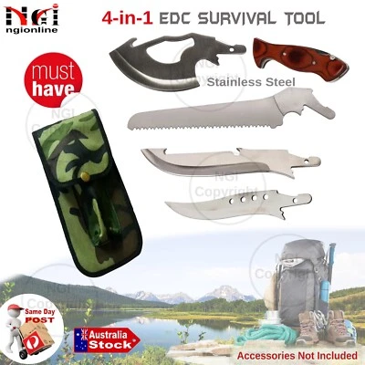 EDC OUTDOOR SURVIVAL MULTITOOL 4-IN-1 AXE/KNIFE/SAW/MACHETE CAMPING 4WD FISHING - image 1 of 4