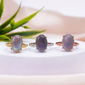 10x14mm Flashy Labradorite Gemstone Sterling 925 Silver Wedding Jewelry gift - Picture 1 of 15