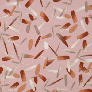 Baumwolljersey Striche Pinselstriche rosa orange weiß beige 1,45m - Bild 1 von 7