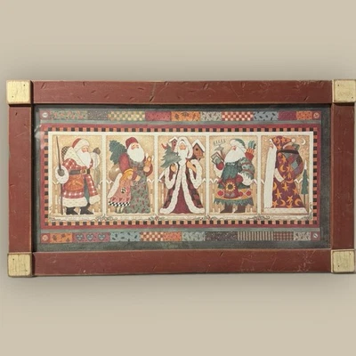 Vtg Marilyn Gandre Frame Santa Large Art Fishing Angel Mountain Birdhouse Garden - Image 1 of 4