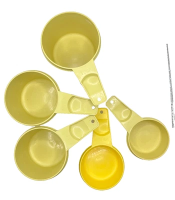 Vintage Tupperware Measuring Cups Set Of 5 Yellow Stacking 1/4 - 1 Cup - Image 1 of 4