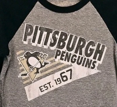 Pittsburgh Penguins Ladies Long Sleeve T-shirt By Retro Brand Size M - Image 1 of 4