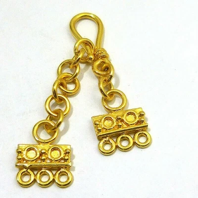 1 SET SOLID COPPER EXTENDER TOGGLE CLASP 3 STRAND 18K GOLD PLATED 636 ATL-210 - Image 1 of 3