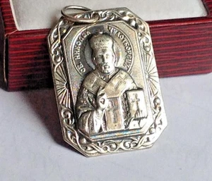 Colgante vintage inusual de plata de ley 925 icono santo joyería religiosa 2,32 g - Imagen 1 de 6