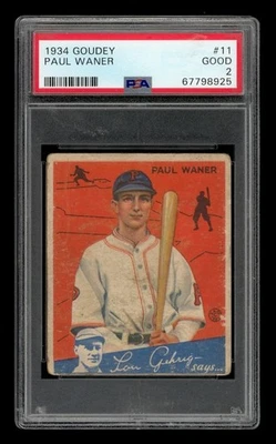 1934 Goudey Set-Break # 11 Paul Waner PSA 2 BUENO Foto 1 de 3