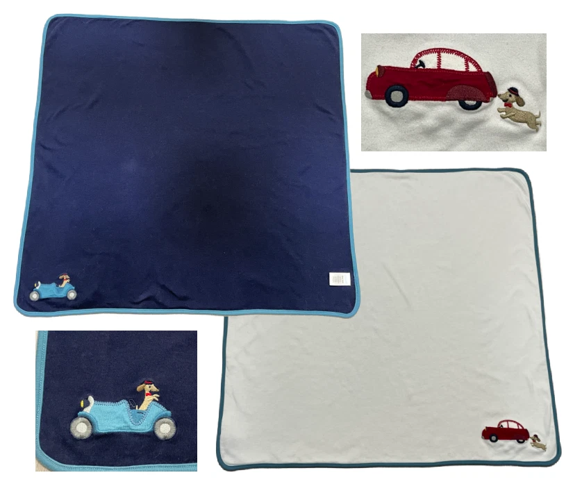 Gymboree Cuna Bebé Dachshund Conducción Coche Manta Reversible Azul Blanco 2013 Foto 1 de 4