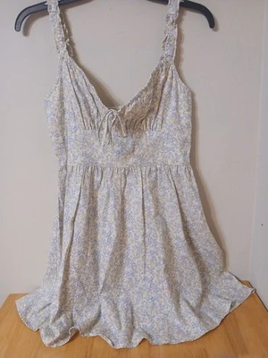 Lucky Brand Womens Size Med Cream Floral Boho Tiered Sundress Peasant Cottage - Image 1 of 4