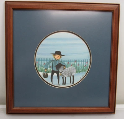 P. Buckley Moss Amish Niño y Oveja Impresión Numerada 151/1000 Firmado Enmarcado 1987 Foto 1 de 4