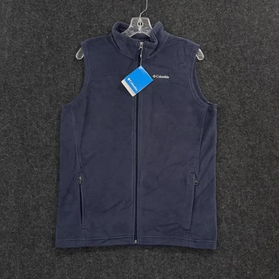 Columbia Steens Mountain Vest Youth XL Navy Blue Fleece Full Zip Pockets - Image 1 of 4