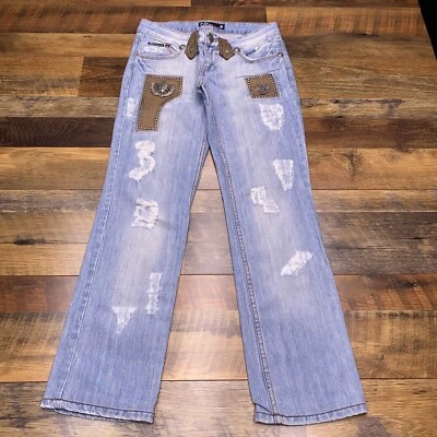 Pantalones de mezclilla John Galliano vintage para mujer 27 tiro bajo parches desgastados escudo Italia Foto 1 de 4