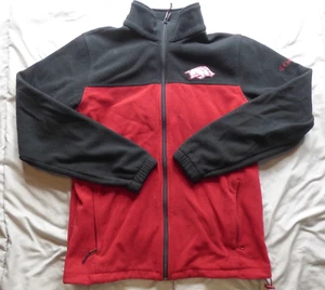 Arkansas Razorbacks Jacket Adult M Red Columbia Fleece Zip Logo Football Mens - Picture 1 of 8