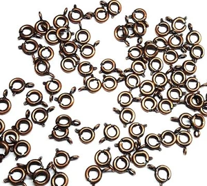 6mm Antique Copper-plated Brass Spring Ring Clasp - Package of 25 - Picture 1 of 1