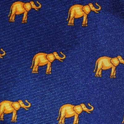 ROBERT TALBOTT ~ CORBATA NIÑOS ADOLESCENTES ~ ELEFANTES DORADOS en AZUL ~ 53" Foto 1 de 3